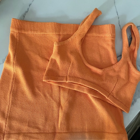 Meshki Orange Aleah Knit Crop Top and Knitted Mini Skirt Set - Picture 5 of 8